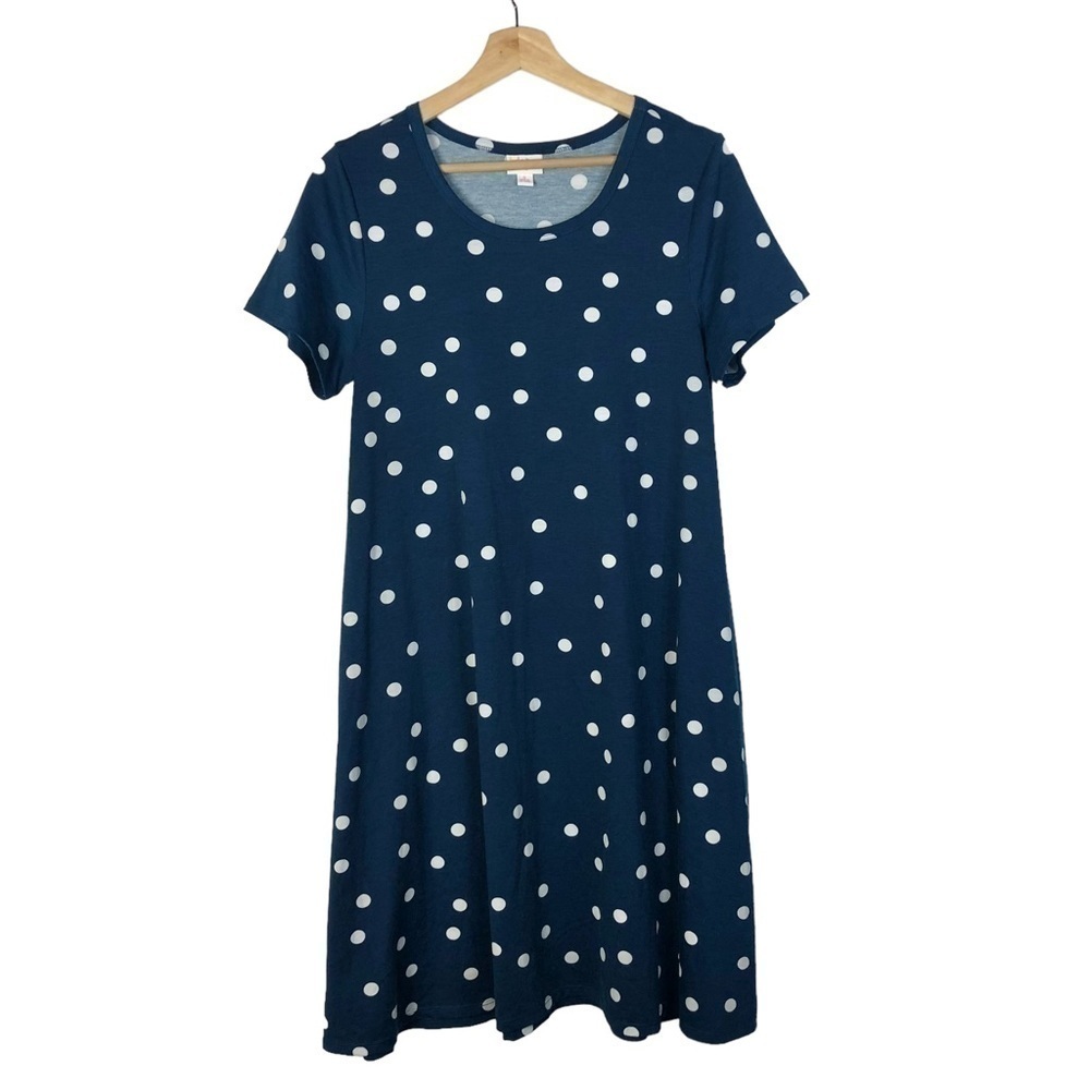 Lularoe Blue &‎ White Polka Dot Short Sleeve Mini Dress S